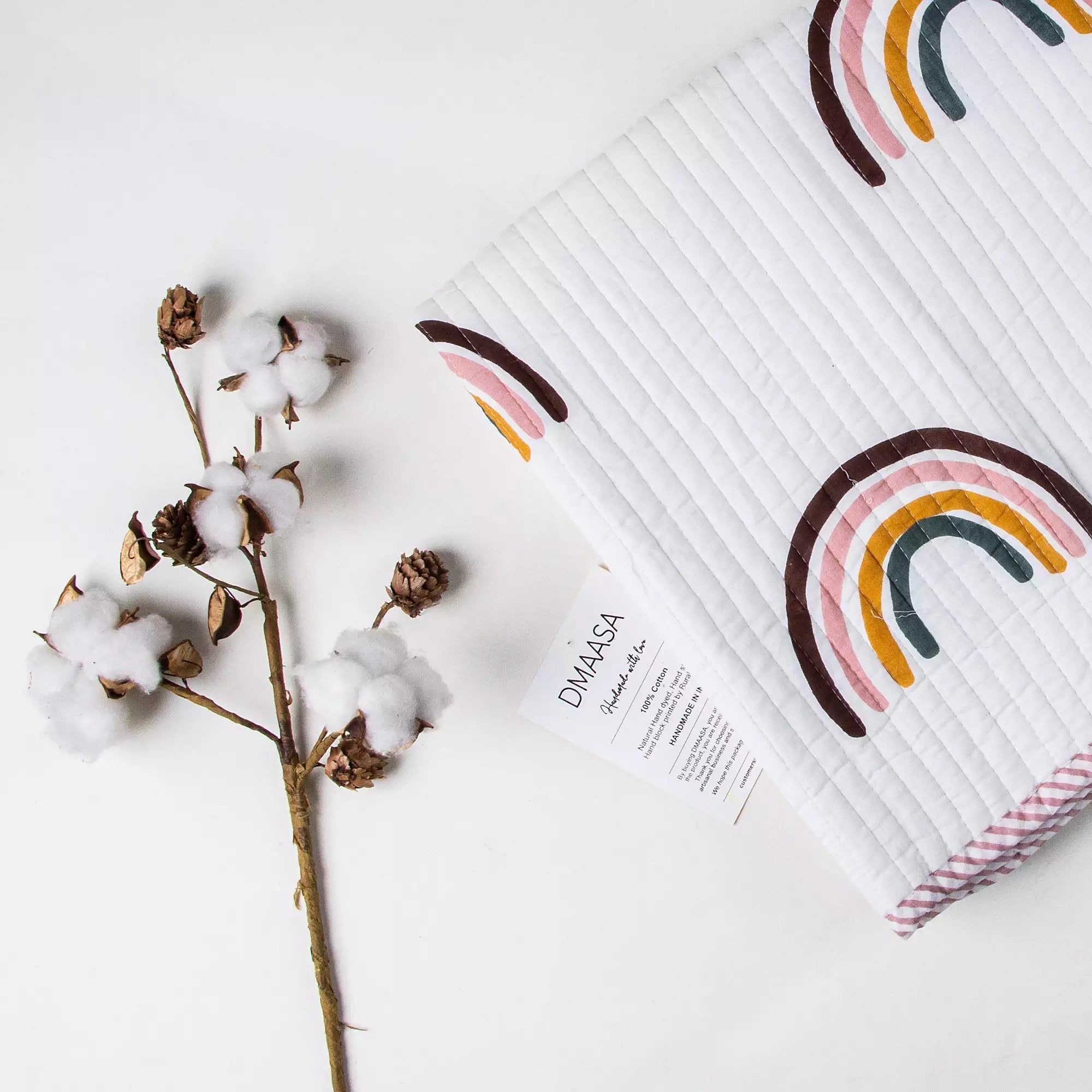 Newborn Machine Reversible Rainbow Cotton Blankets 100
